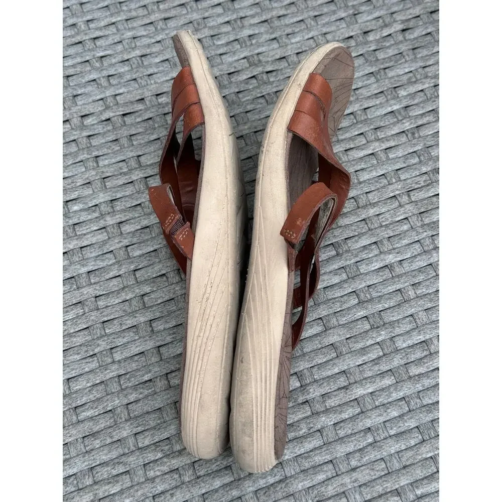 Merrell Duskair Seaway Sandals Slide Open Toe Leather Oak Brown‎ Womens Size 6